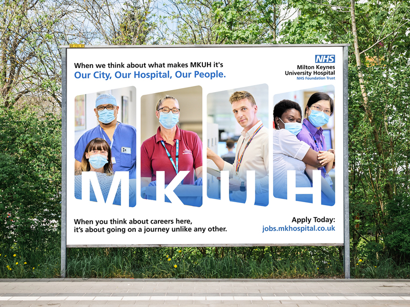 a healthcare recruitment advertising 48 sheet billboard with medical staff featured in the photography