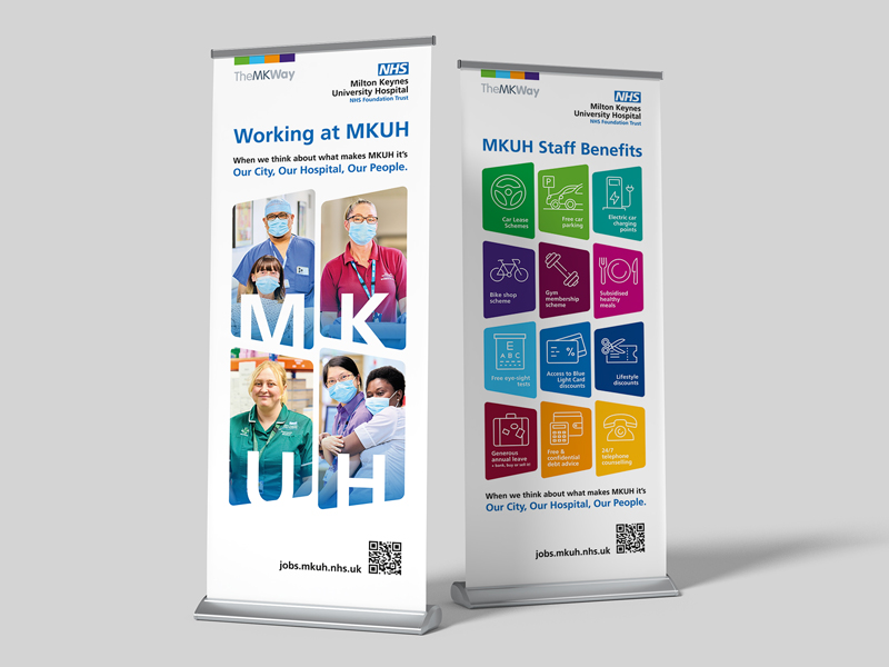 a set of healthcare recruitment roller banner designs for careers events