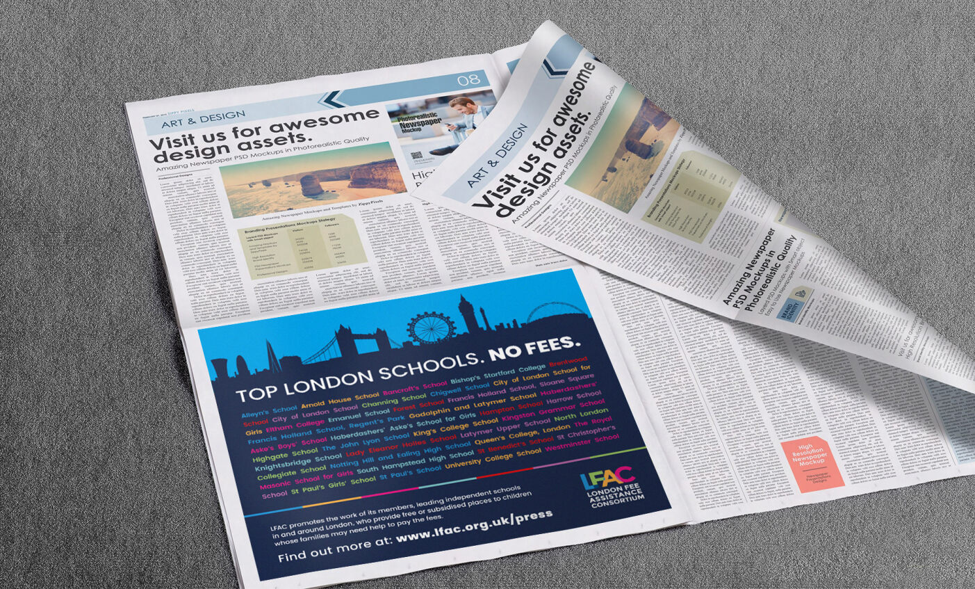 a print advertisement for independent school bursary programmes in London