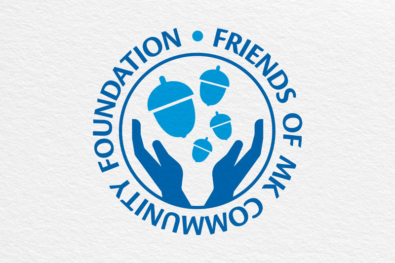 Friends of MK Community Foundation Full Colour Logo on white textured background