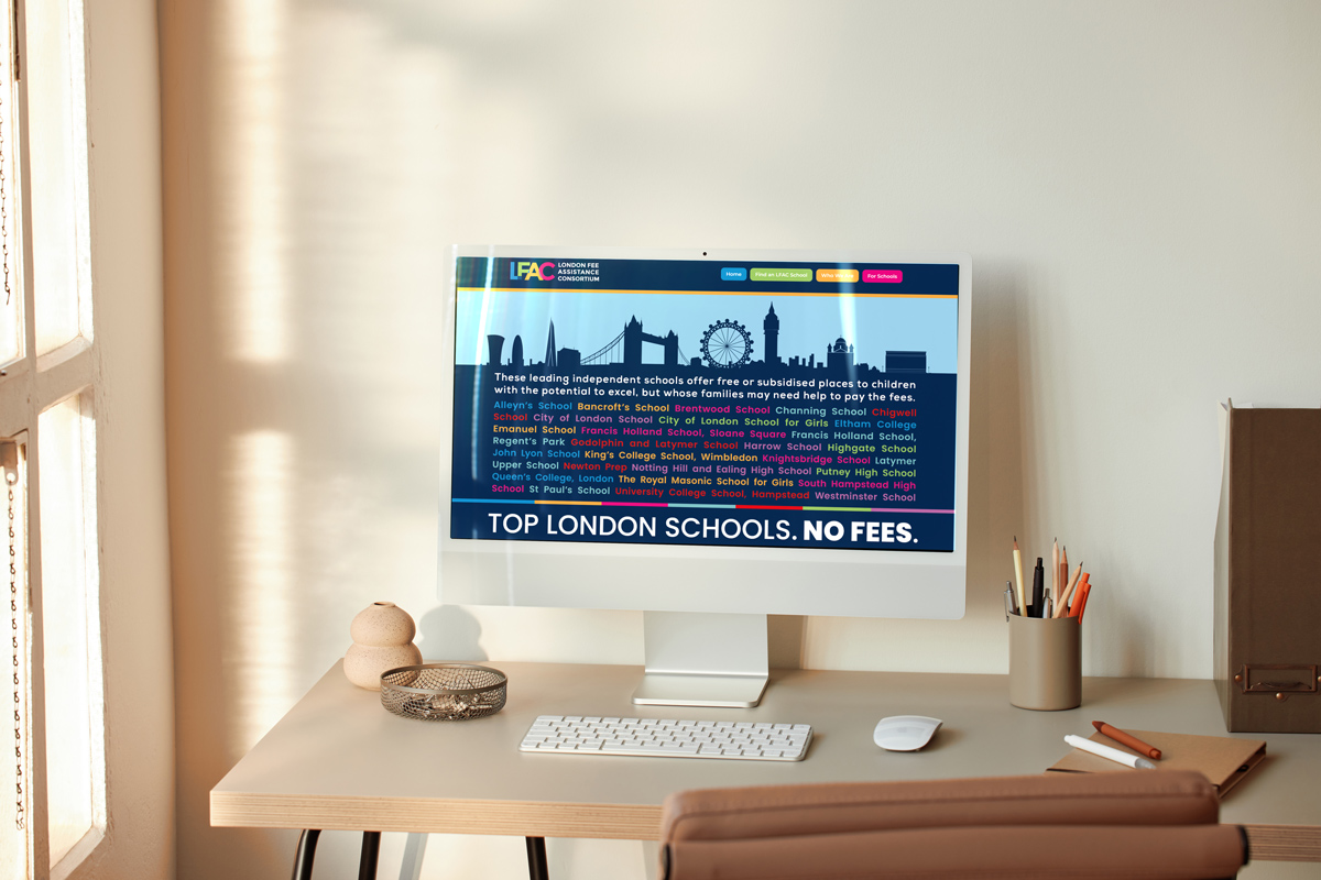 a website design promoting independent school bursaries in london